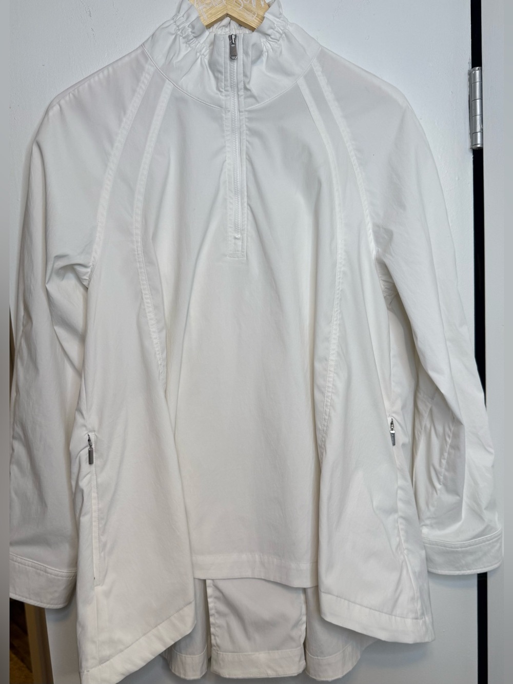 Athleta Advantage Poplin Top White Half Zip Pullover Medium